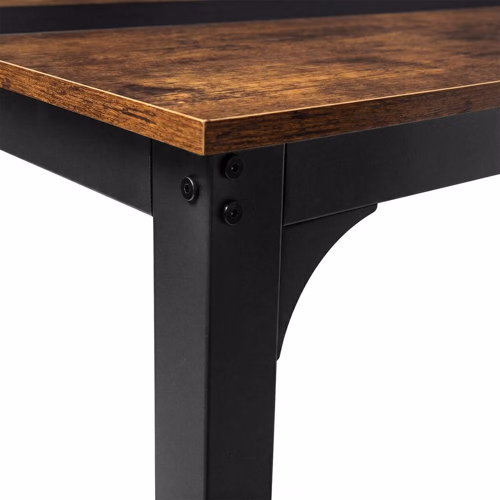 Levede Walnut Brown Rectangular Dining Table for 4-6 People with Adjustable Feet – 5