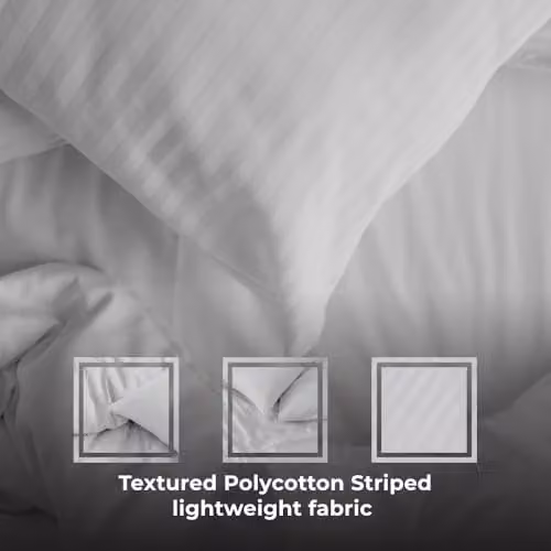 MHG Textiles Silver Striped Single Duvet Cover Set with Pillowcase, Cotton-Rich Polycotton Bedding, W/D/H: 135 x 200 cm, Pillowcase: 50 x 75 cm – 3