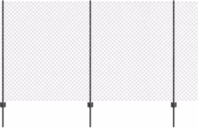 Berkfield Home Galvanised Steel Chain Link Fence in Grey with 20 U-Profile Posts, W: 10 m, H: 1.4 m – 1