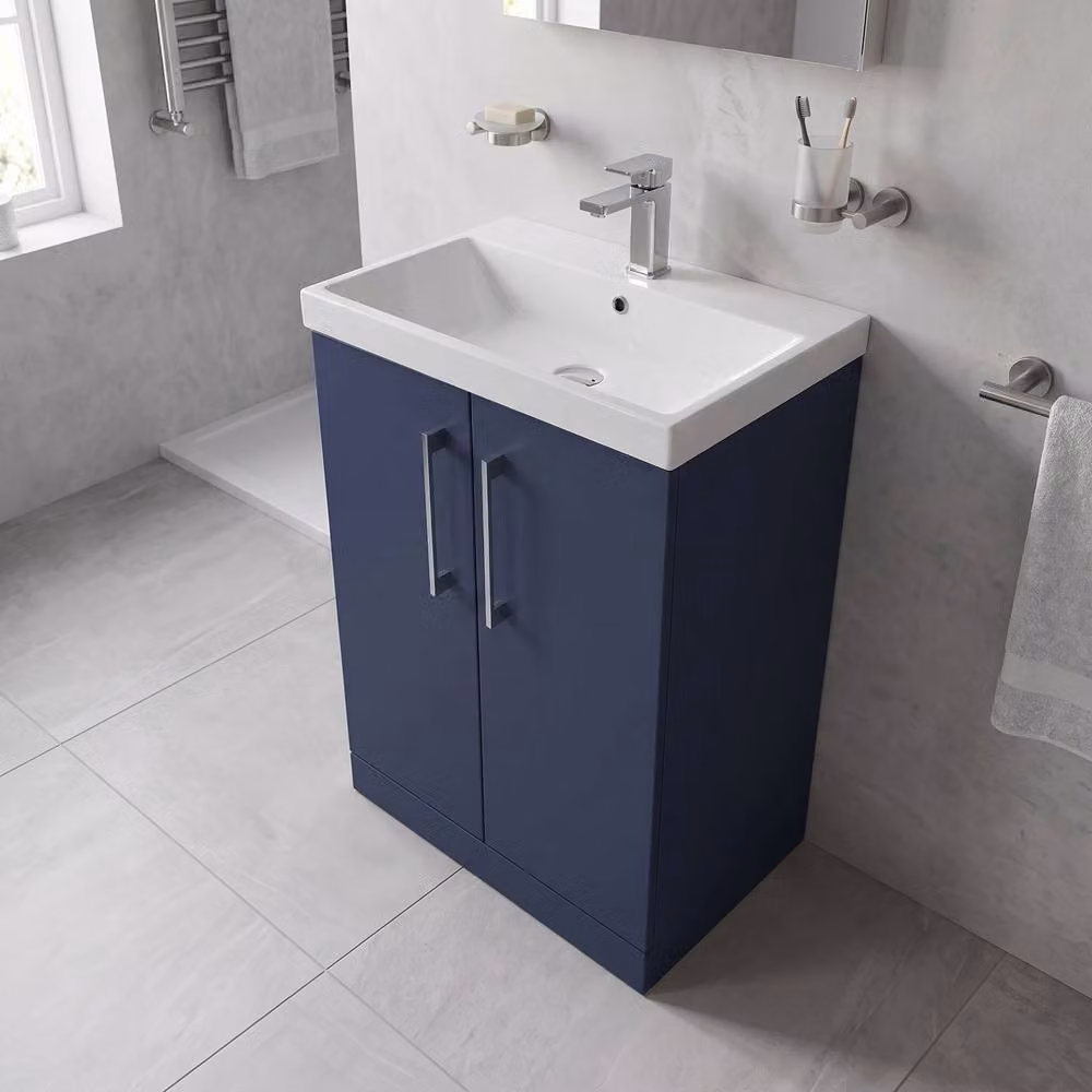 Balterley Blue Floor Standing Bathroom Vanity Unit with 2 Soft Close Doors, W: 60 cm, H: 85 cm – 2