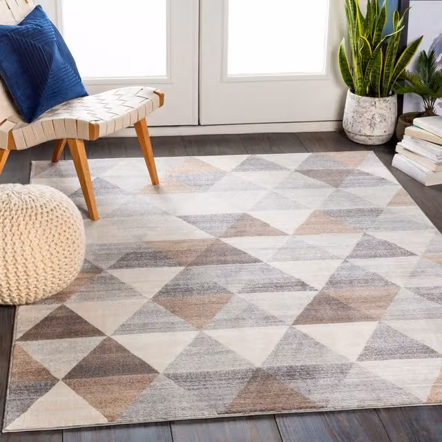 Livabliss Roma Geometric Machine Woven Rug in Grey, Brown and White, W: 160 cm, L: 215 cm