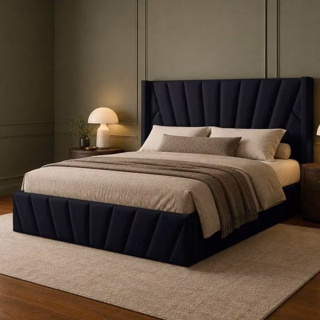 Desire Deco Luxury Plush Velvet Novada Bed Frame in Black, Small Double, W/D/H: 120 x 200 cm