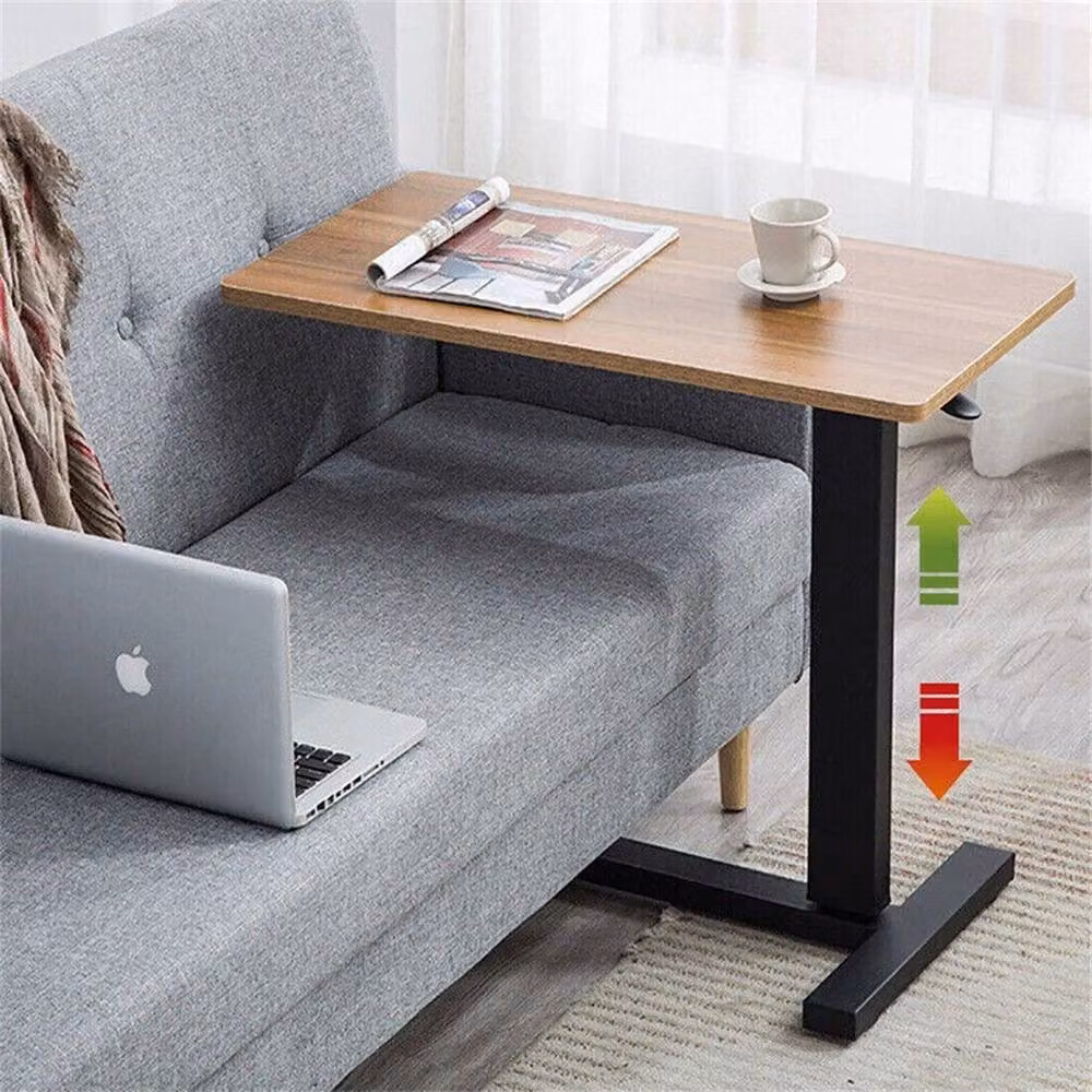 VOGREX Gas-Lift Adjustable Overbed Table with Castors in Brown – 5