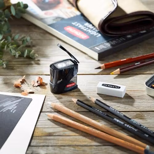 Derwent Twin Hole Pencil Sharpener with Container, Black – 4