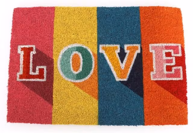 KDMK Rainbow Love Multicolour Striped Rectangular Doormat