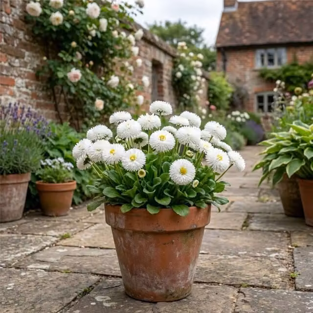 Plants by Post Bellis Habanera White Daisy Bedding Plant, 2L Pot