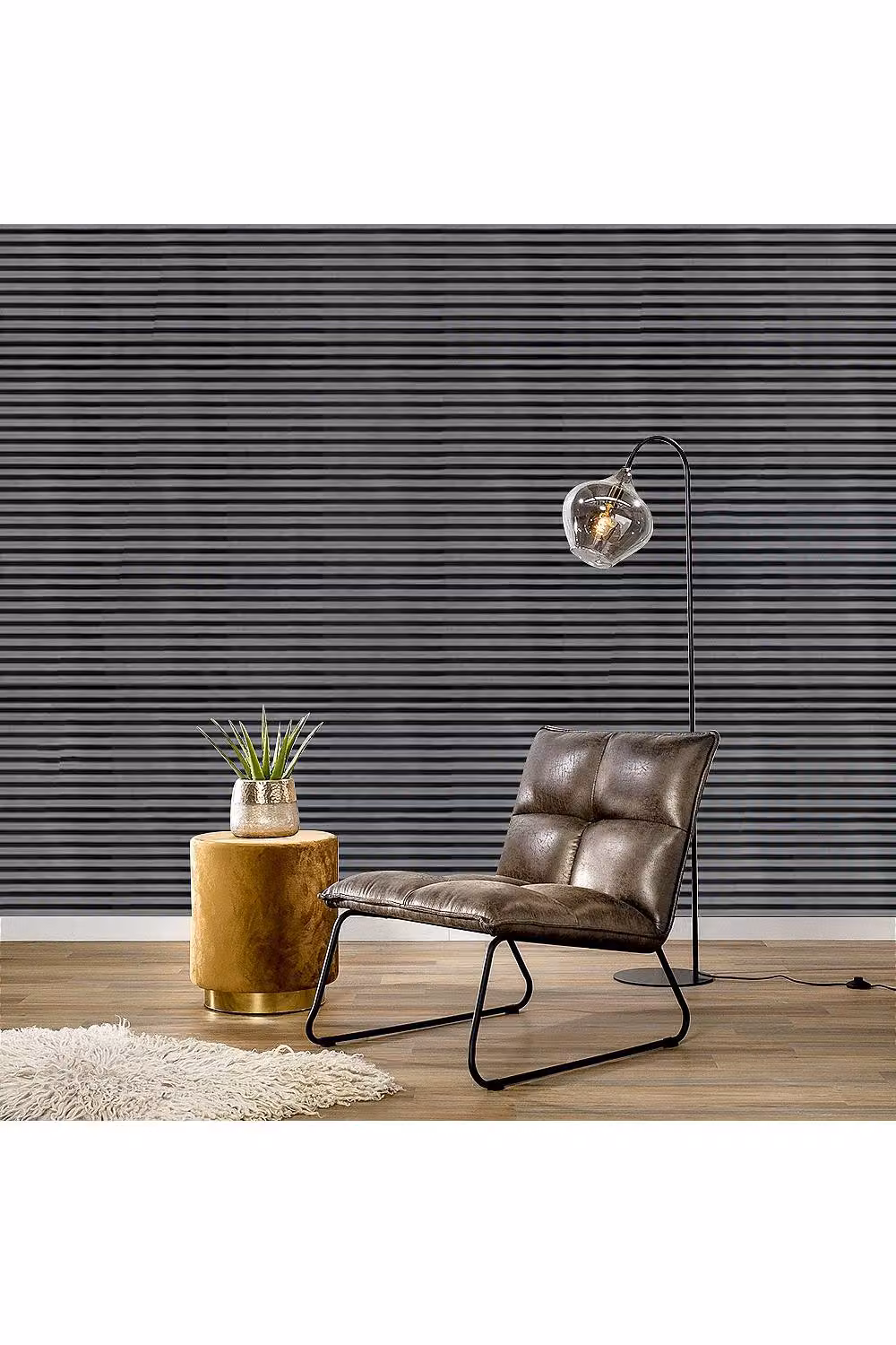 Livingandhome Classic Black and Grey Striped Pre-pasted PVC Vinyl Wallpaper – 2