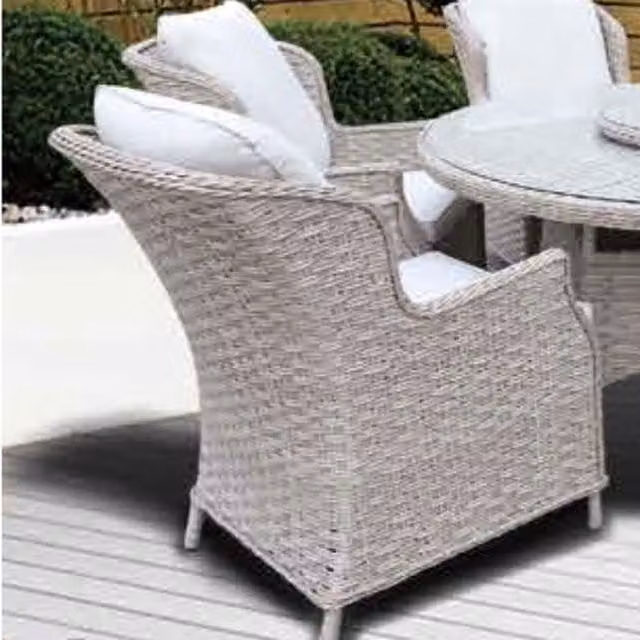 Chilli Seating Pagoda Chambery Deluxe Set in Beige and Grey with Rattan, Metal and Glass