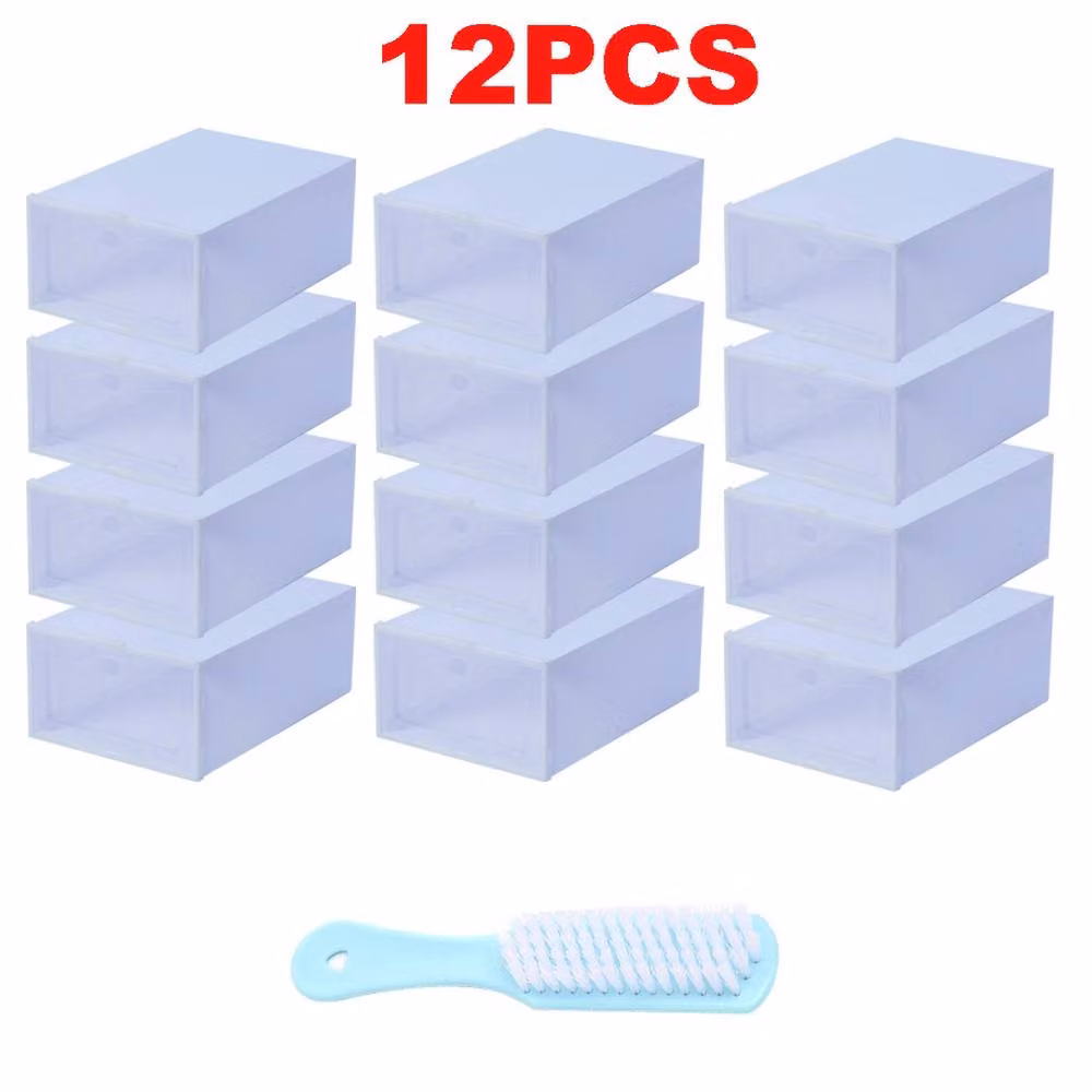 Havendro 12-Piece Stackable and Foldable Plastic Shoe Storage Boxes in Transparent – 2