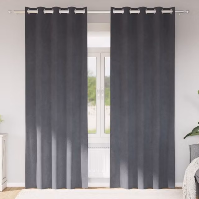 Berkfield Home Blackout Velvet Eyelet Curtains, 2 Pack, Super Light Grey
