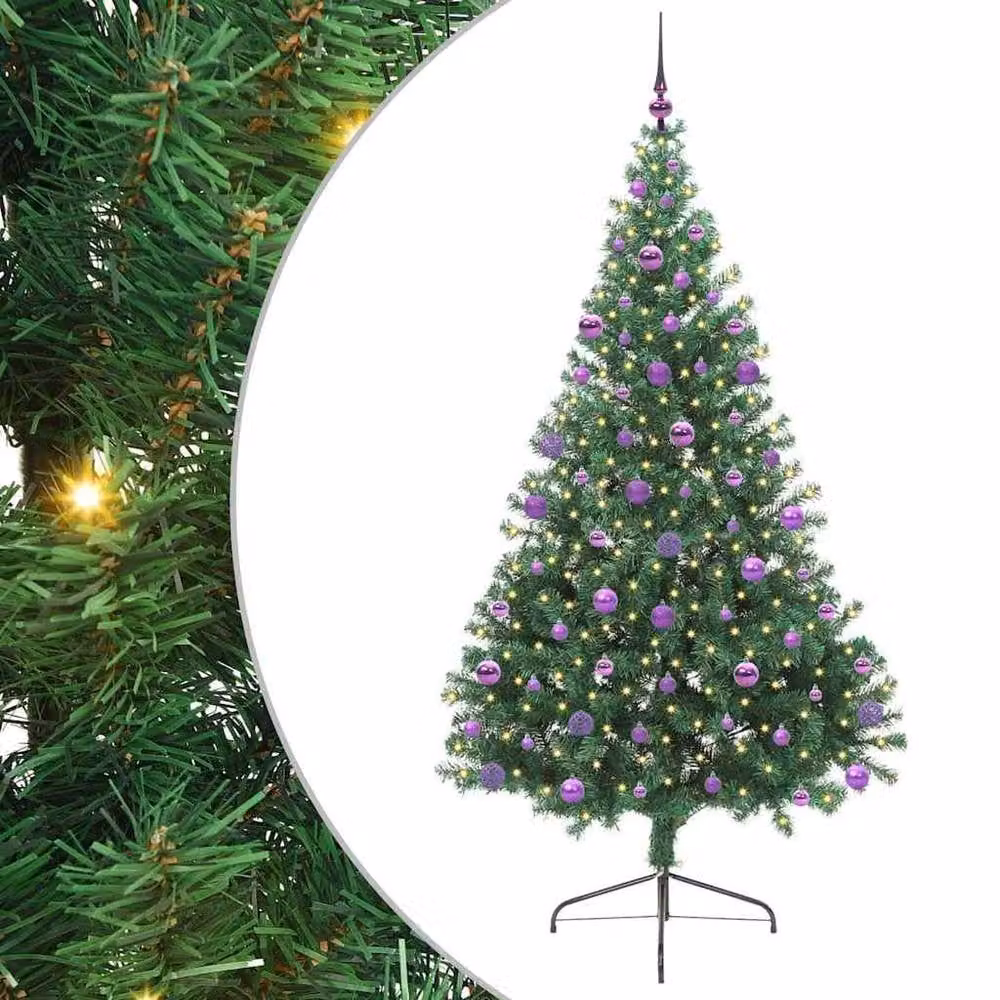 Berkfield Home Pre-lit Artificial Christmas Tree, Green, Height: 210 cm – 2