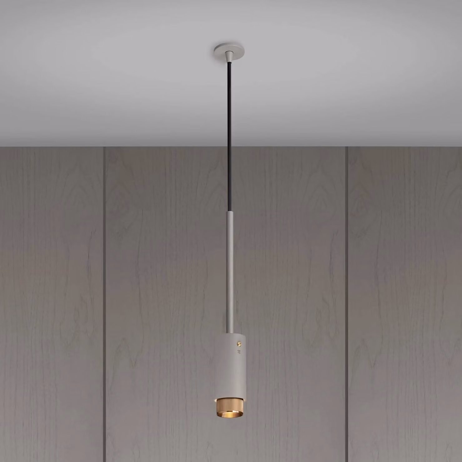 Buster + Punch Exhaust Pendant Spotlight in Linear Knurl Stone and Metal