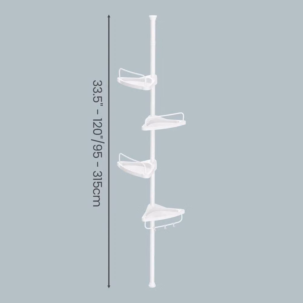 Kelvenix White Metal Corner Shower Shelf with Adjustable Shelves – 2