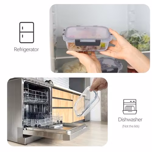 Alivio Set of 10 Transparent Glass Food Storage Containers with Leakproof Snap Lids – 3
