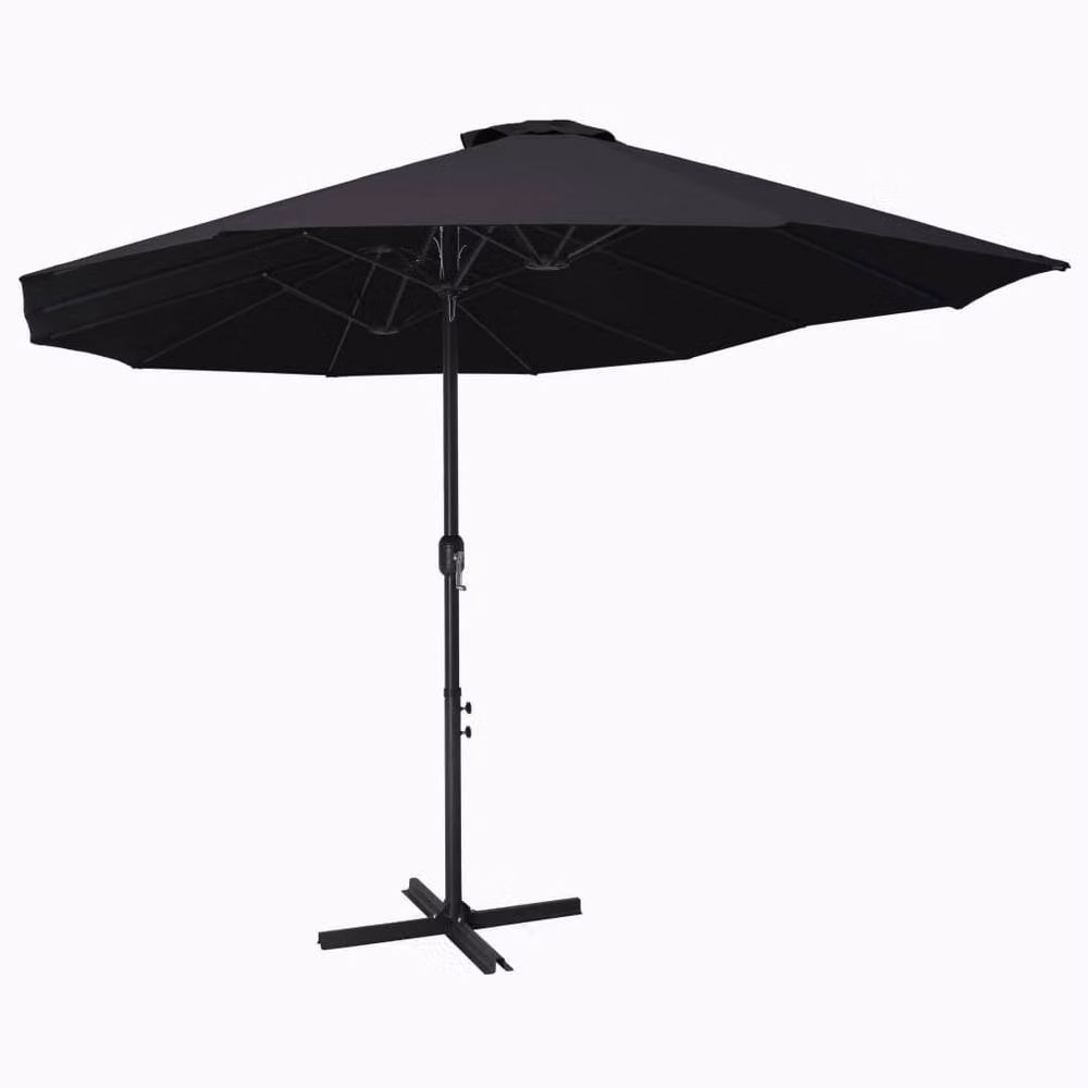 Berkfield Home Outdoor Parasol with Aluminium Pole, Black, W: 460 cm, D: 270 cm – 2