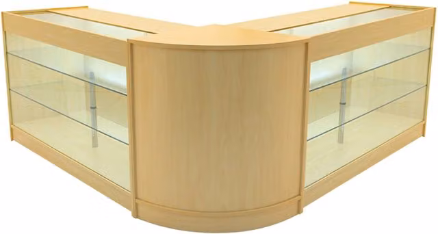 Monstershop Helios LED Shop Counter Set CM60 and 2 x K1500 in Maple Beige with Glass Display