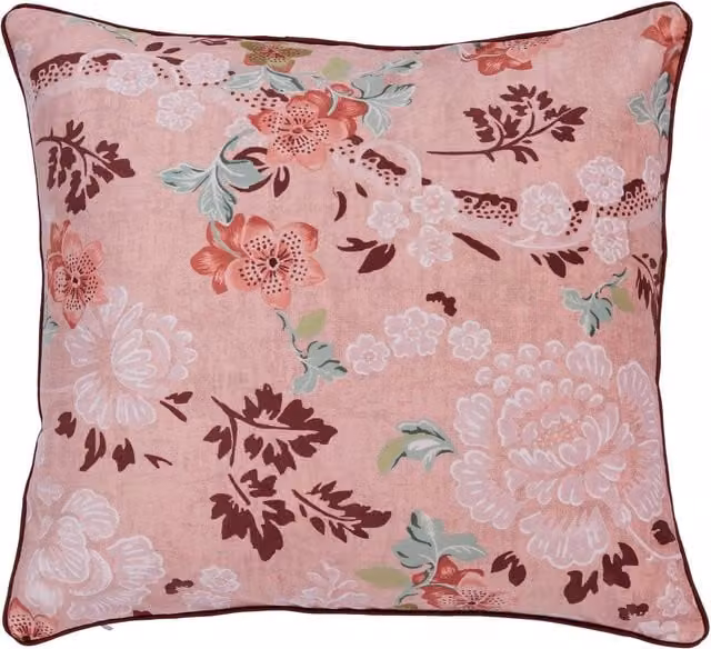 English Heritage Floral Velvet Square Cushion, Pink, W/D/H: 50 x 50 x 50 cm