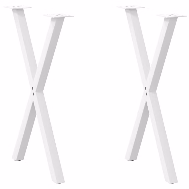 Berkfield Home X-Shaped Dining Table Legs, 2 Piece Steel Set, White, W: 60 cm, H: 72.5 cm
