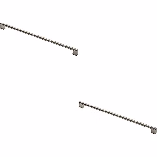 Loops 2 Pack Round Bar Pull Handle in Brushed Silver Stainless Steel, Fixing Centres: 448 mm, Diameter: 14 mm