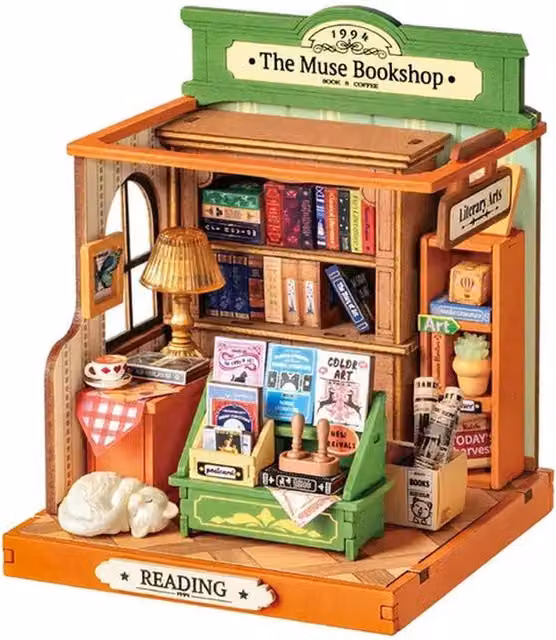 Syntego DIY The Muse Bookshop Miniature House Kit, Multicolour