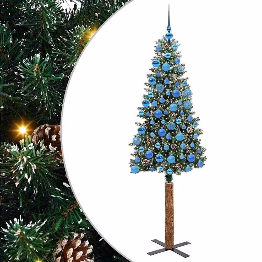 Berkfield Home Slim Christmas Tree with 300 LEDs in Green and White, Height: 180 cm – 2