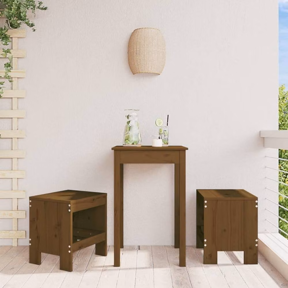 Berkfield Home Set of 2 Garden Stools in Brown Solid Pine Wood, W/D/H: 40 x 36 x 45 cm – 2