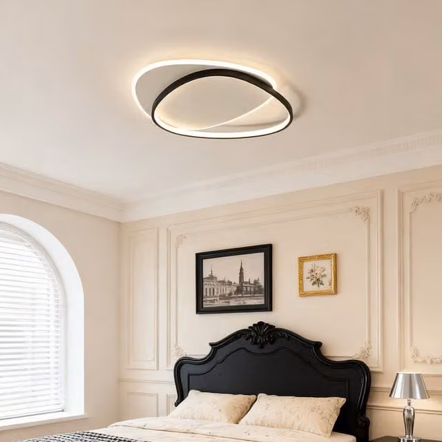 Livingandhome Modern Triangular Dimmable LED Ceiling Light with Remote Control in Black