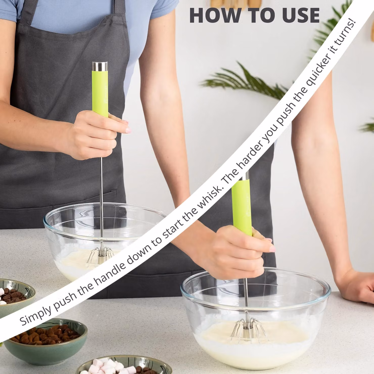 Oliver's Kitchen Hand Push Whisk and Frother in Green – 4