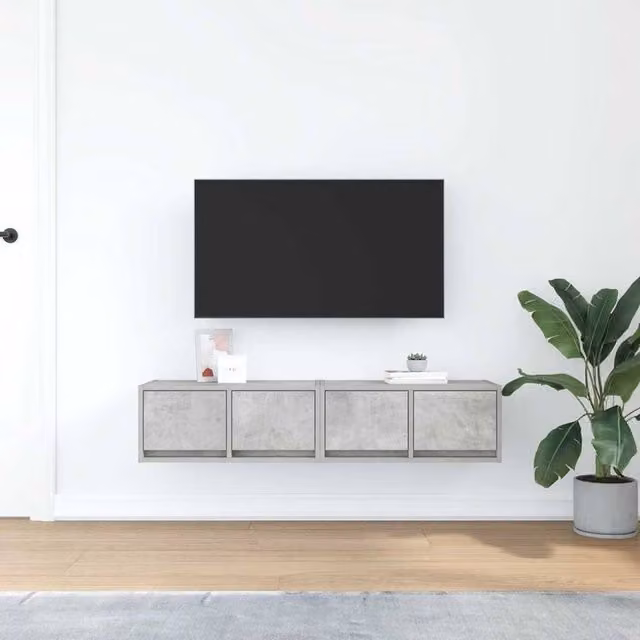 Berkfield Home 2-Piece TV Cabinet Set in Concrete Grey, W: 60 cm, D: 31 cm, H: 25.5 cm, Engineered Wood