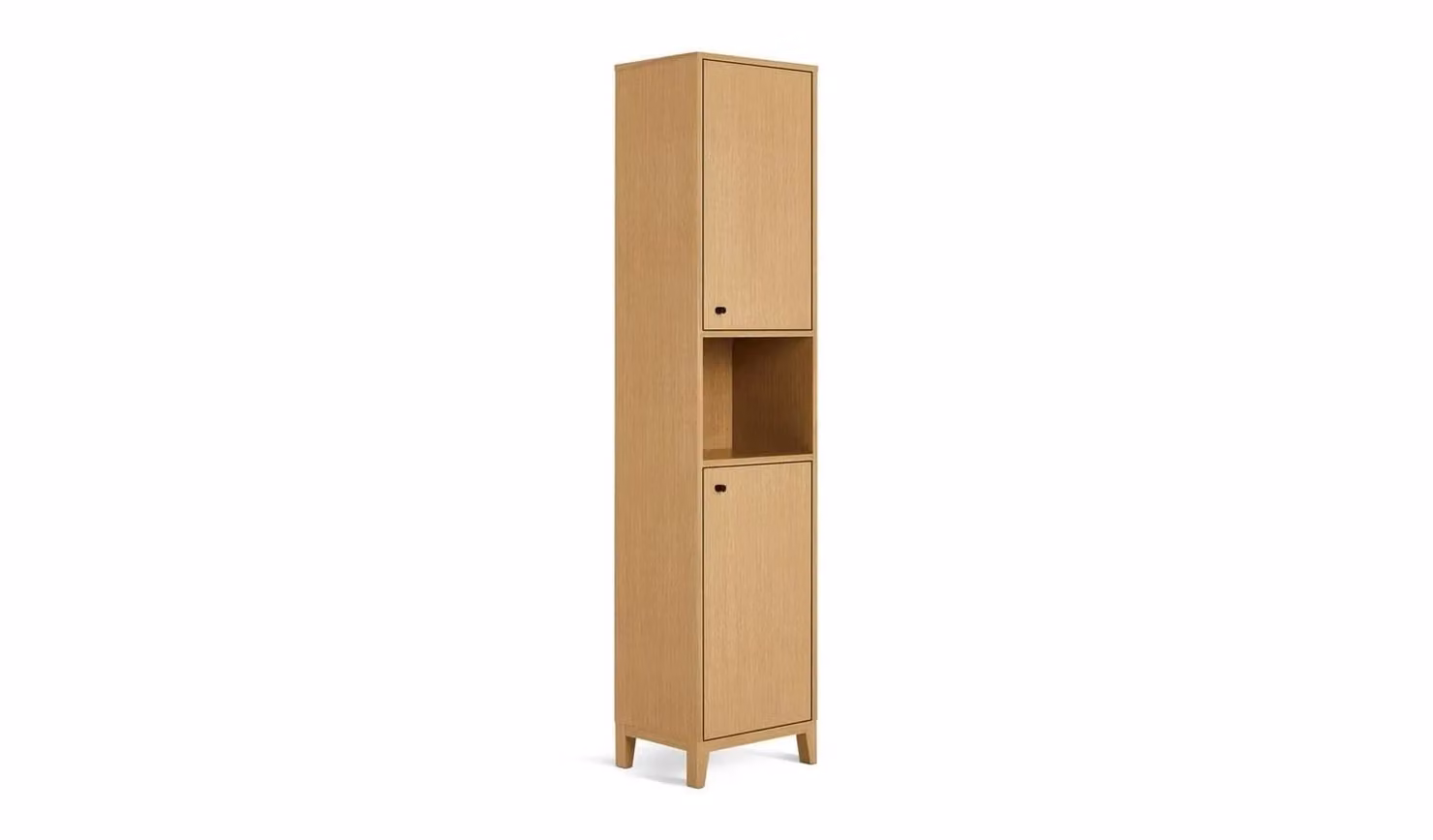 Cheap Furniture Warehouse Herson Tallboy Bathroom Storage Organiser in Black and Beige, H 162.5 x W 37.3 x D 29.7 cm