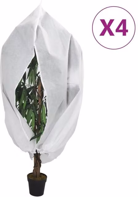 Berkfield Home Plant Fleece Covers with Zip, 4 Pack, White, W: 3.93 m, H: 3 m