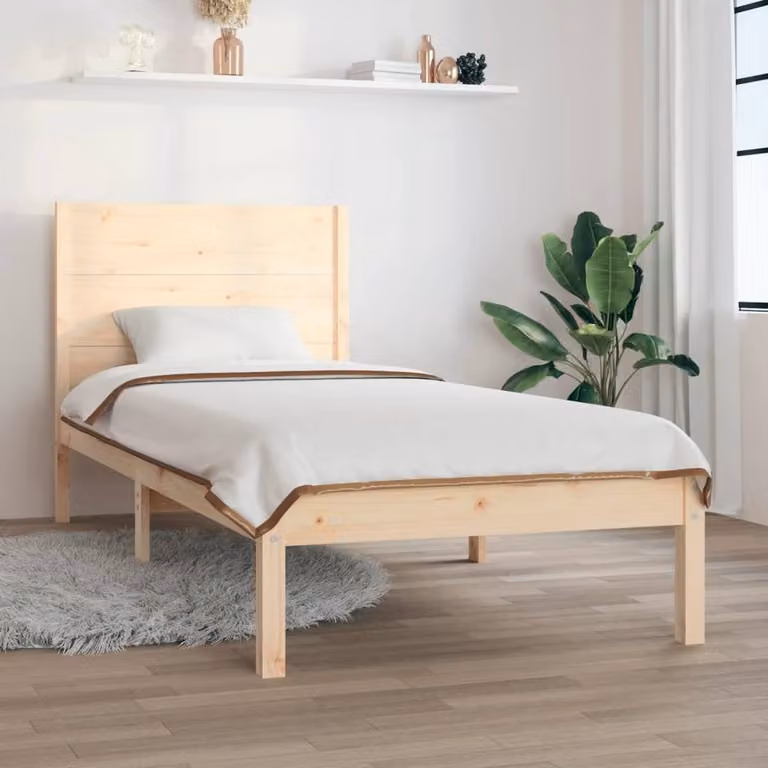 Berkfield Home Small Single Solid Pine Wood Bed Frame in Brown, W/D/H: 75 x 190 cm