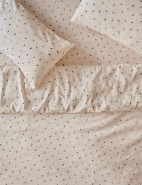 Piglet In Bed Posy Bud Blue Mix Linen Rich Floral Duvet Cover