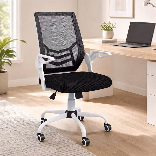 STILVORA Modern Black Fabric Task Chair with Adjustable Height, Armrests and 360 Degree Swivel Wheels – 1