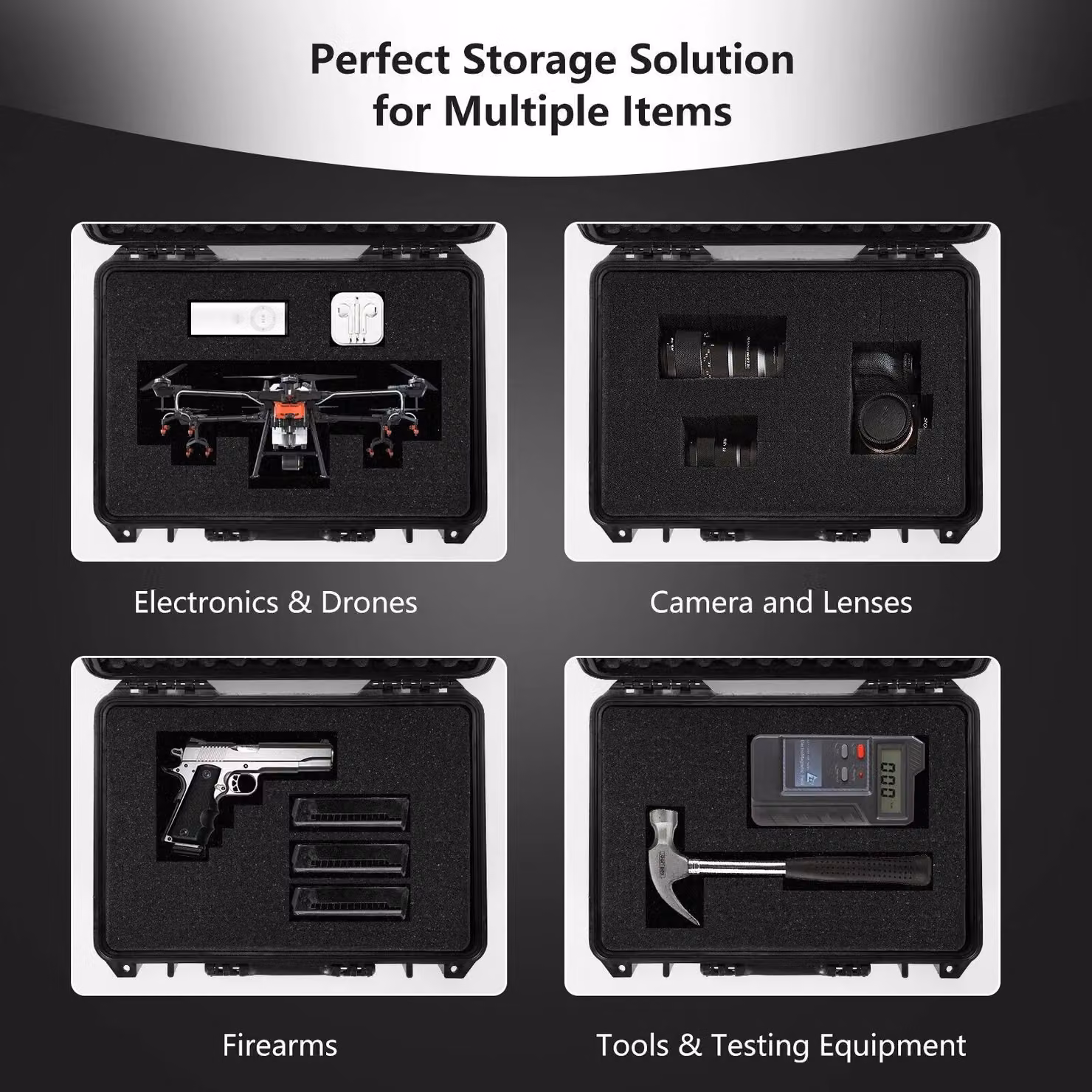 Costway Waterproof Hard Case Shockproof Camera Case with Customizable Fit Foam in Black – 5