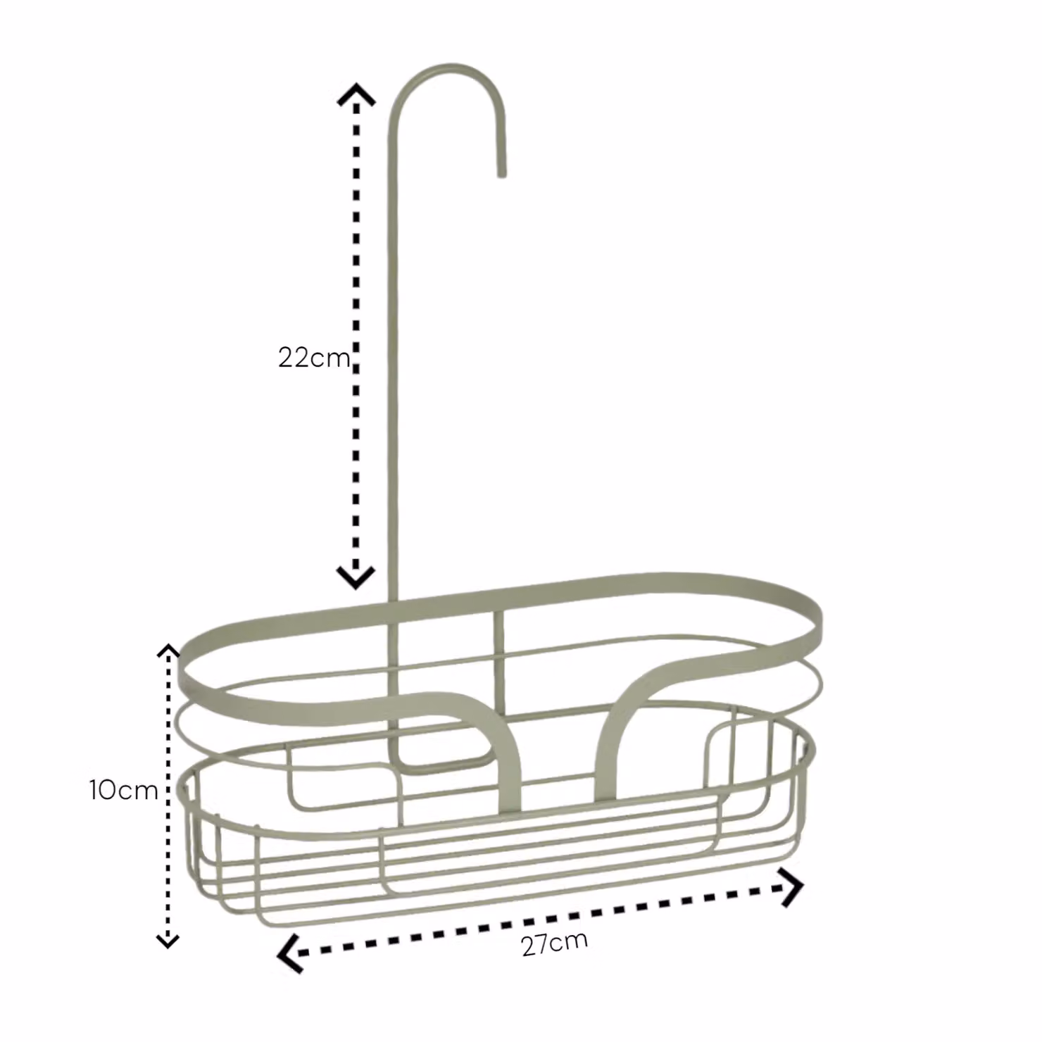 Showerdrape Dante Mini Hanging Metal Shower Caddy in Green, W/D/H: 12.0 x 1.0 x 32.0 cm – 2