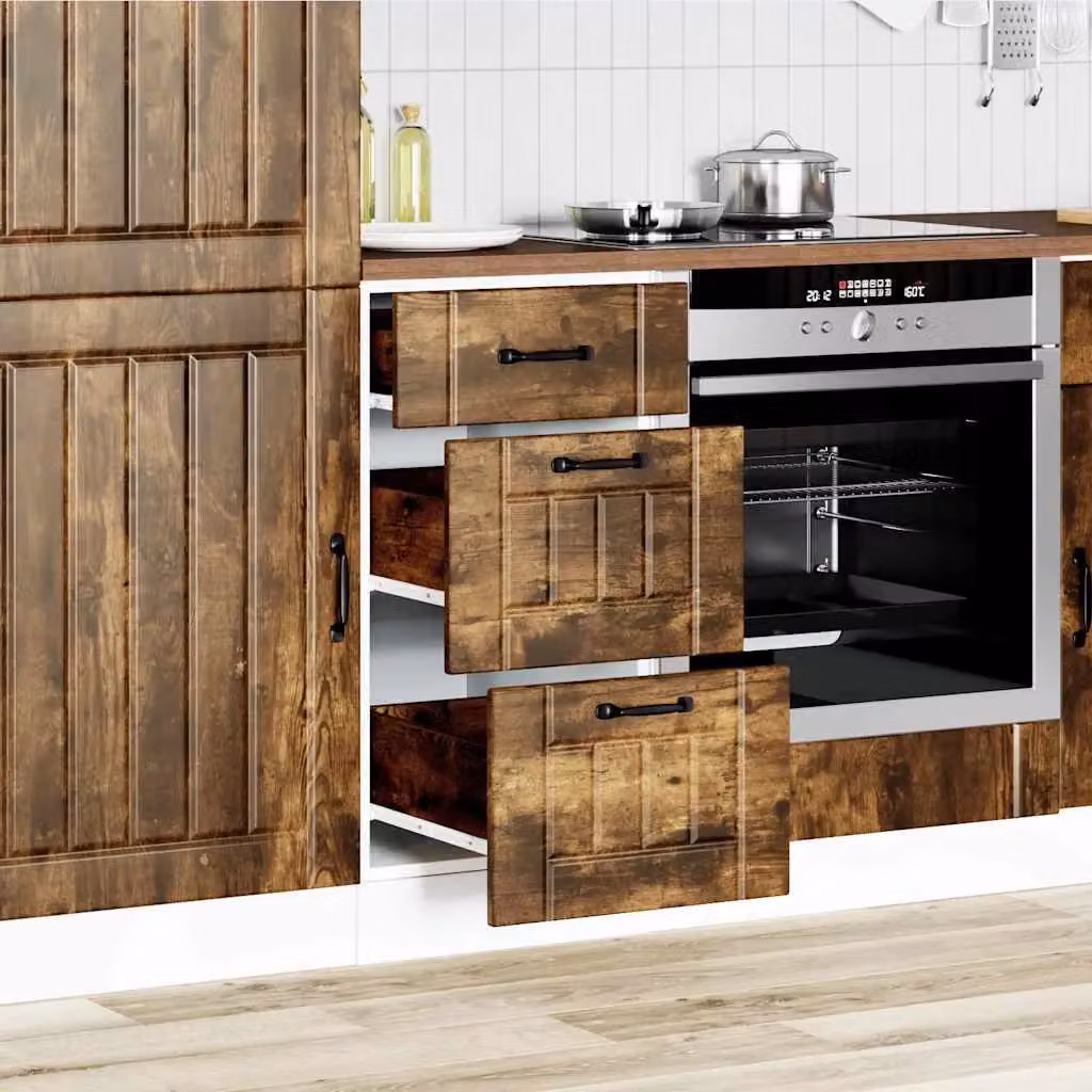 Berkfield Home Lucca Smoked Oak Kitchen Base Cabinet in Brown – 2