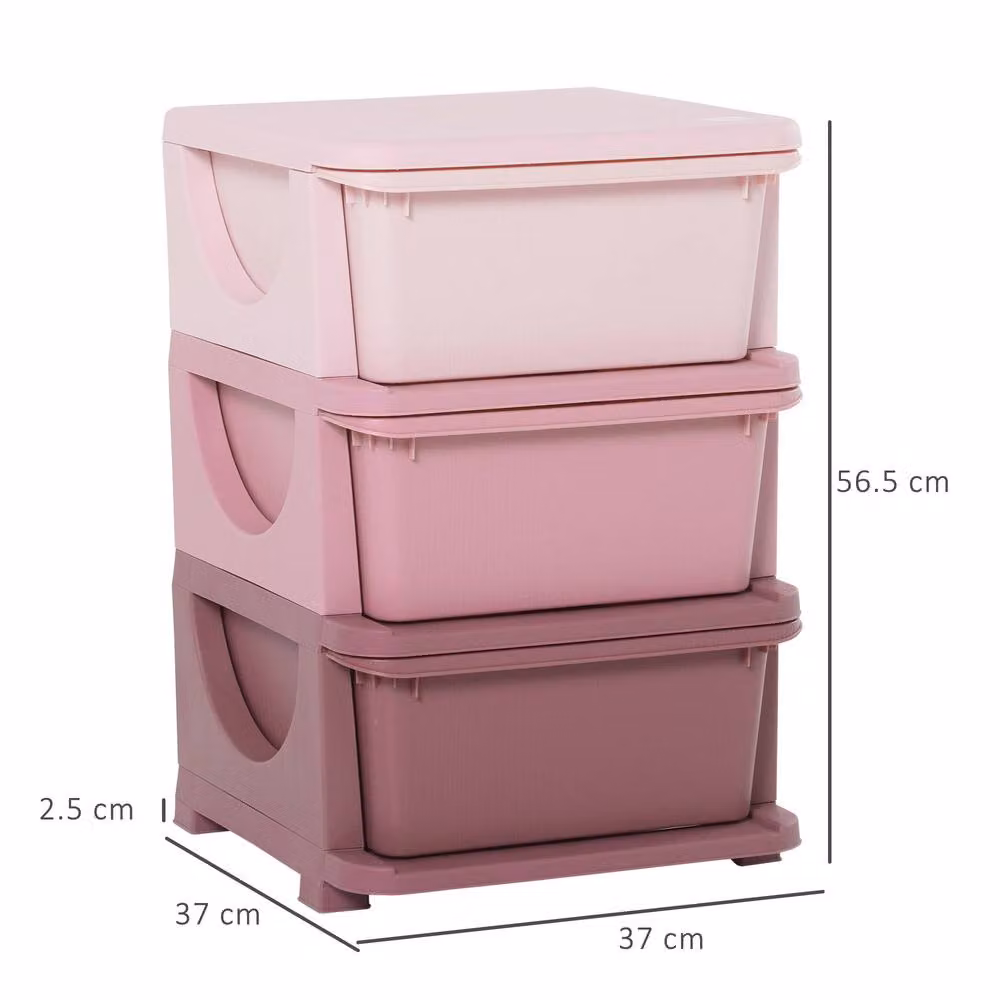 STILVORA 3 Drawer Pink Storage Unit with Feet – 2