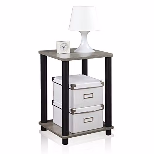 Furinno TURN-N-TUBE 2-Tier Side Table with Open Shelf in French Oak – 1