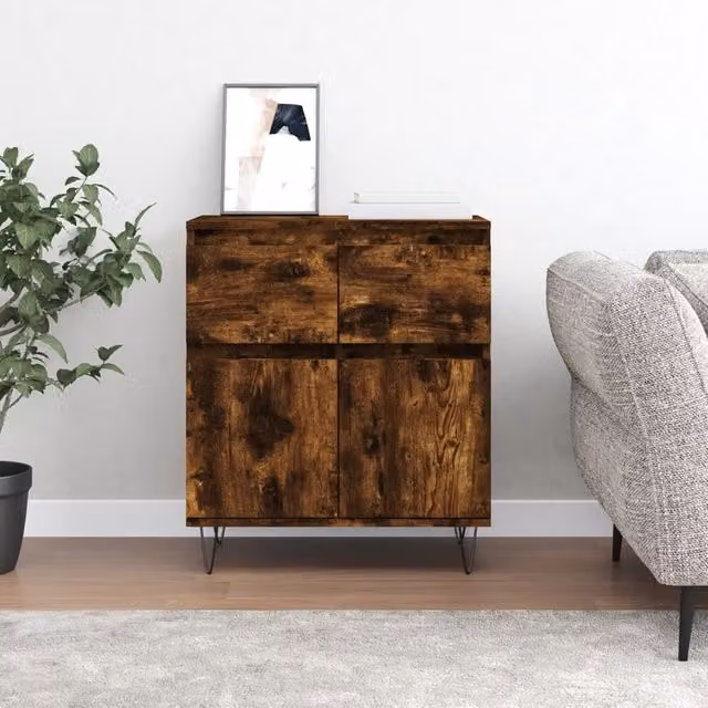 Berkfield Home Smoked Oak Sideboard in Brown, W/D/H: 60 x 35 x 70 cm