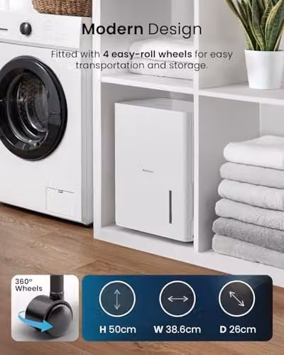 Pro Breeze Smart Dehumidifier with WiFi App Control, 30L Capacity and 3L Water Tank, White – 9