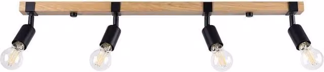 Sollux Lighting Zuca Modern Wood and Metal Ceiling Light Bar in Black, W/D/H: 89 x 14 x 15 cm