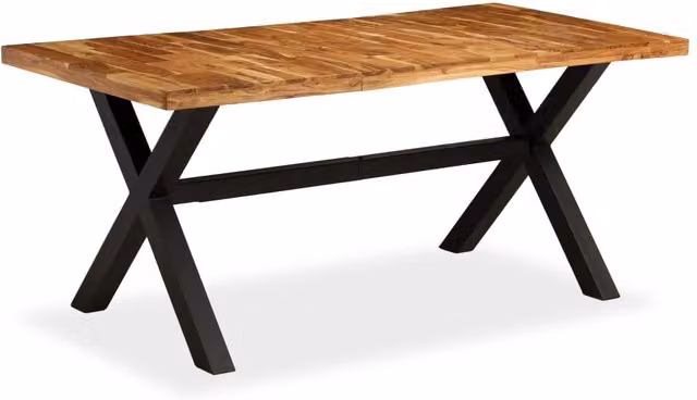 Berkfield Home Solid Acacia and Mango Wood Dining Table in Brown, W/D/H: 180 x 90 x 76 cm