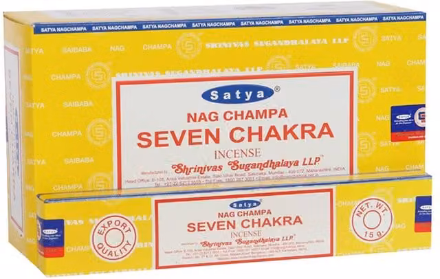 Satya Seven Chakra Oriental Incense Sticks, 12 Packets, Yellow