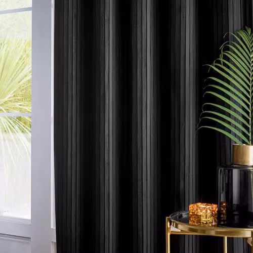 Paoletti Corinthian Black Velvet Eyelet Curtain Pair, W: 117 cm, H: 137 cm – 3
