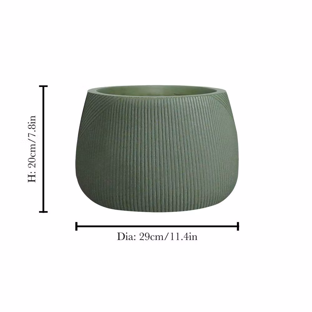 Dibor Green Small Symmetry Stripe Fibreclay Outdoor Planter Pot – 2