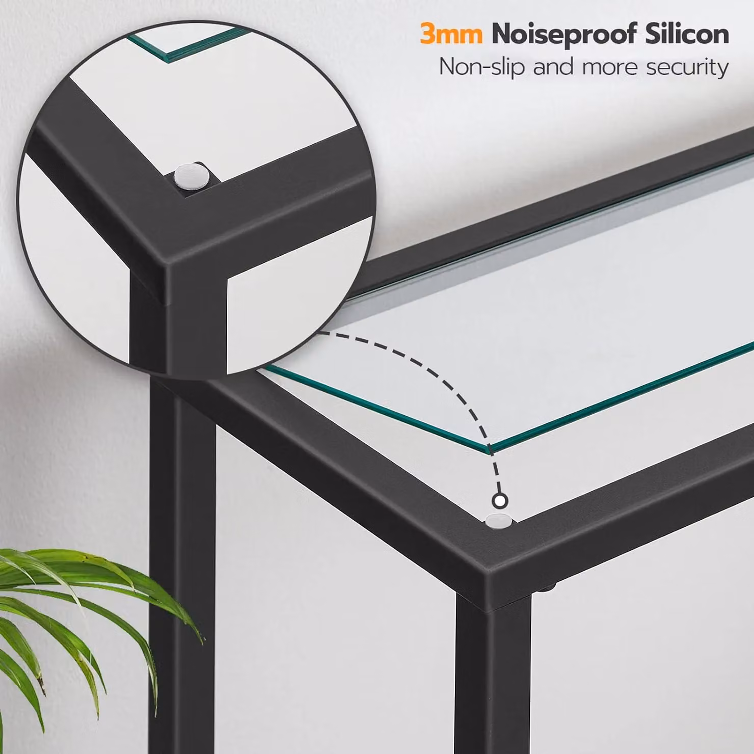 Storvo Black Metal and Glass Minimalist Hallway Console Table W/D/H: 100 x 22 x 80 cm – 2
