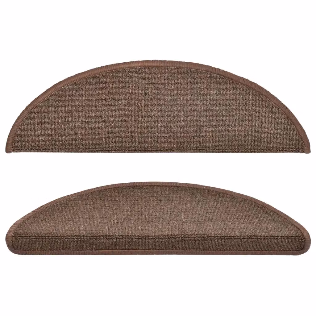 Berkfield Home Self-Adhesive Carpet Stair Treads, 15 Pieces, Brown, W: 56 cm, D: 17 cm, H: 3 cm – 3