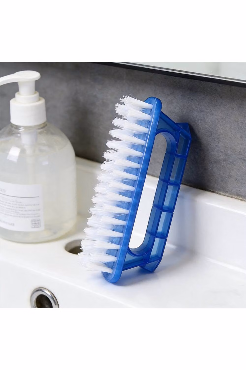 KDMD Laundry Cleaning Scrubbing Brush with Handle and Hard Bristles, Blue, 14 cm – 2