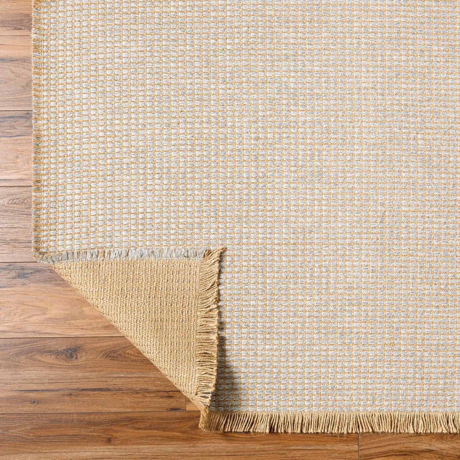 Livabliss Kimi Modern Jute Living Room Rug with Fringes in Light Green, W: 120 cm, D: 170 cm – 1